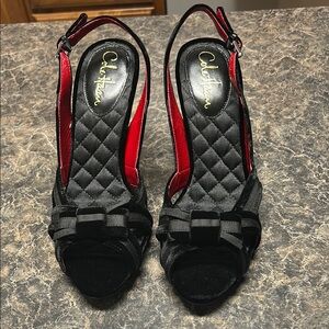 Cole Haan - Black velvet and grosgrain platform sandal. Size 9